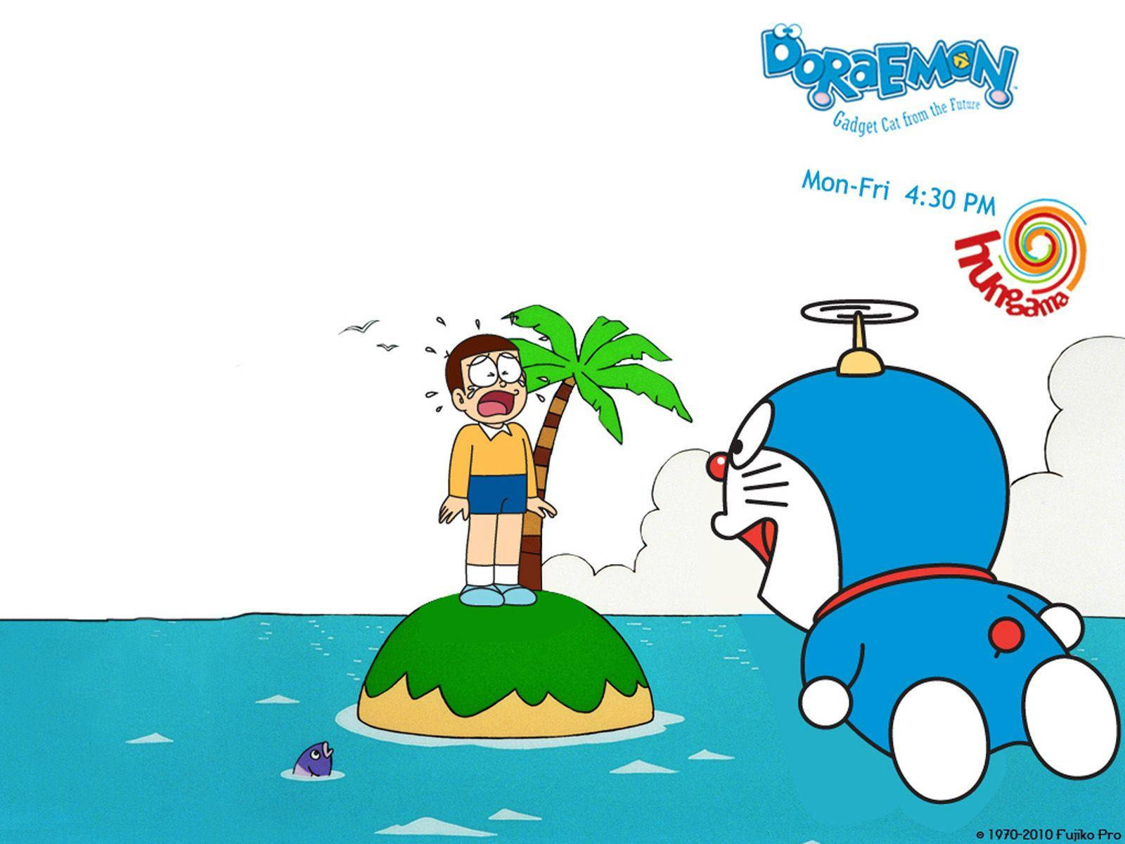 Doraemon, Nobita, tropical island, HD Desktop Wallpaper