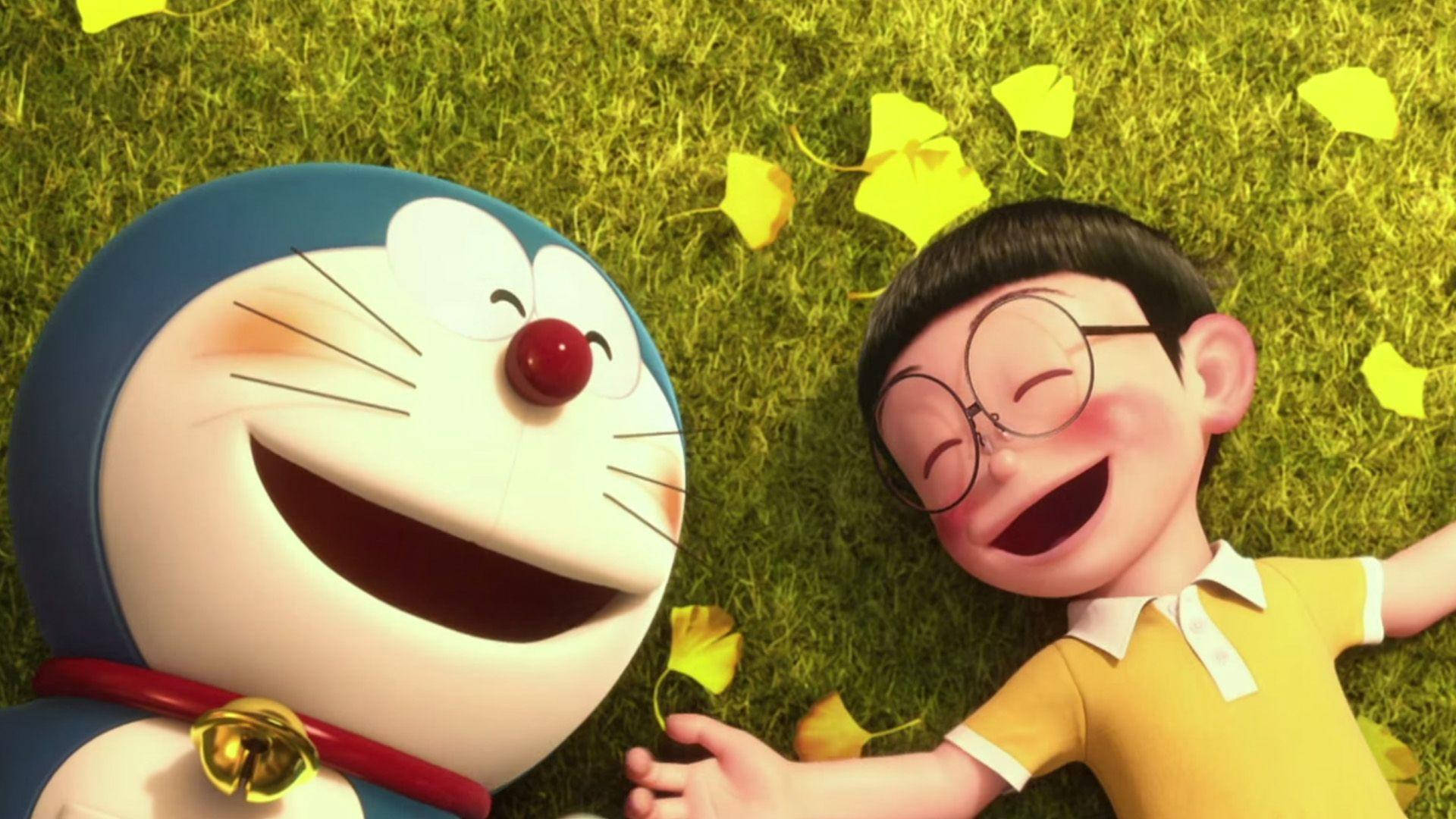 Doraemon, Nobita, grassy field, Full HD Desktop Wallpaper