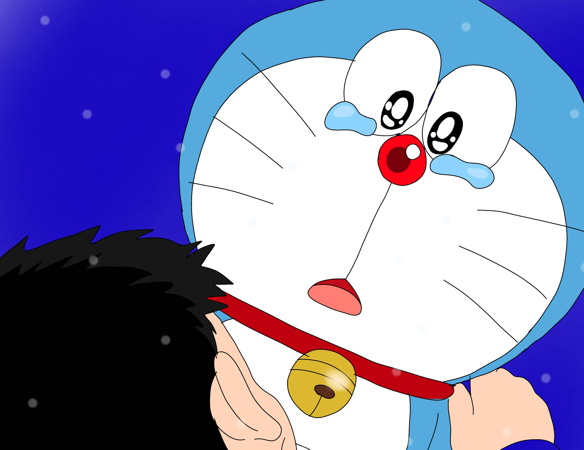 Doraemon, Nobita, starry night sky, Full HD Desktop Wallpaper