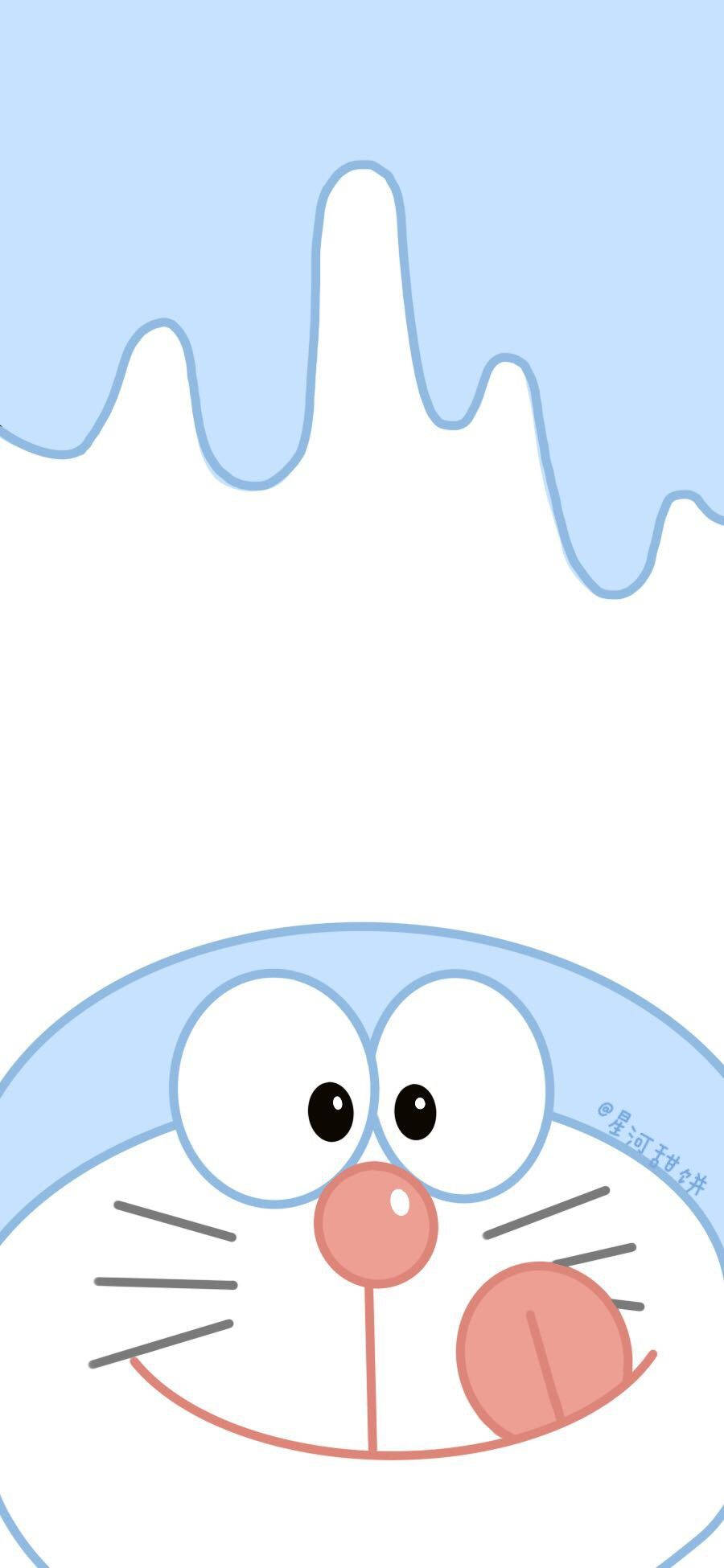 Doraemon, blue hat, pink nose, Full HD Phone Wallpaper