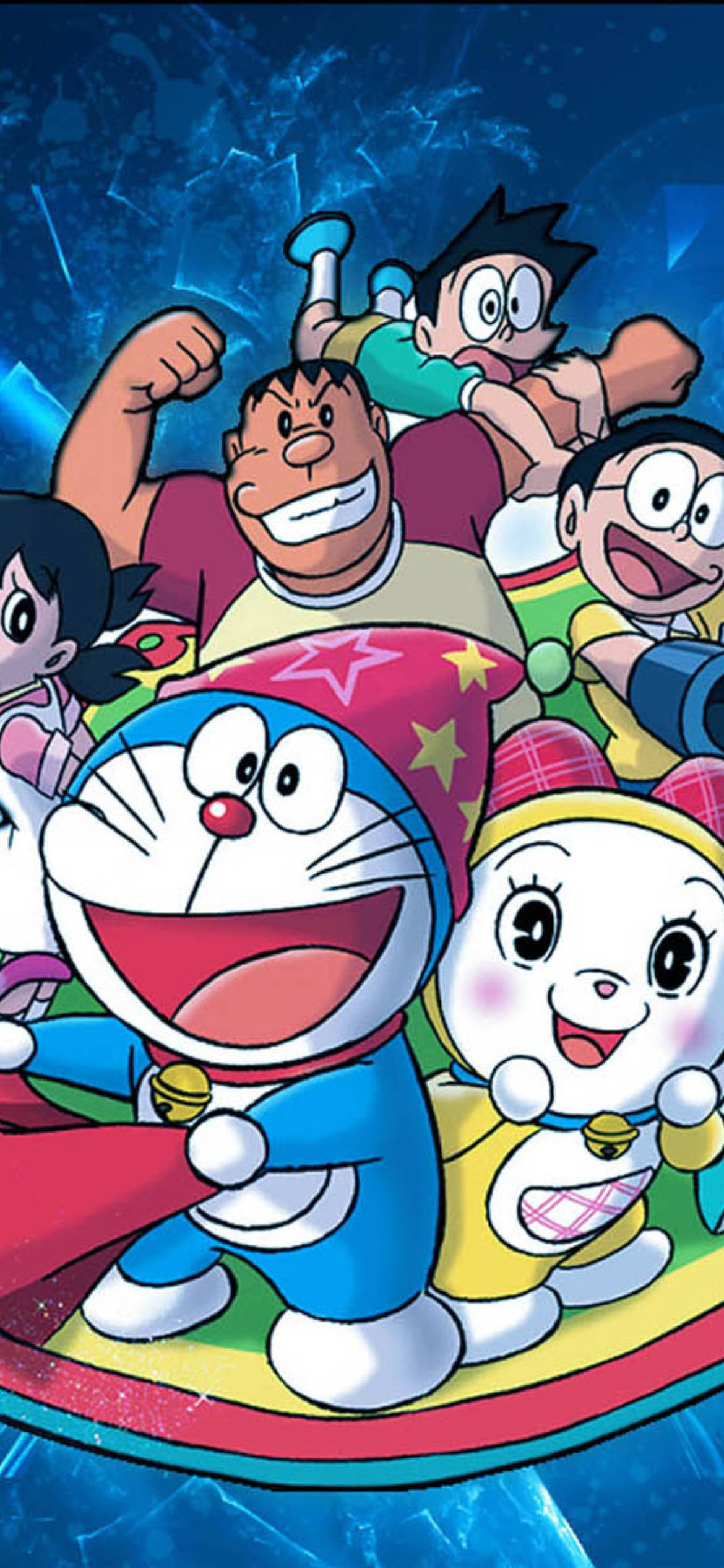Doraemon, friends, colorful platform, Full HD Phone Wallpaper