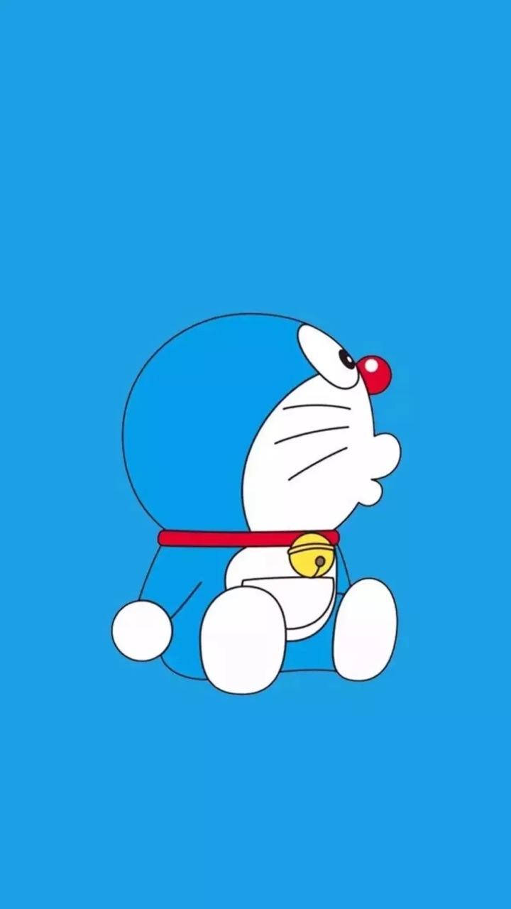 Doraemon, blue aesthetic, red nose, HD Phone Wallpaper