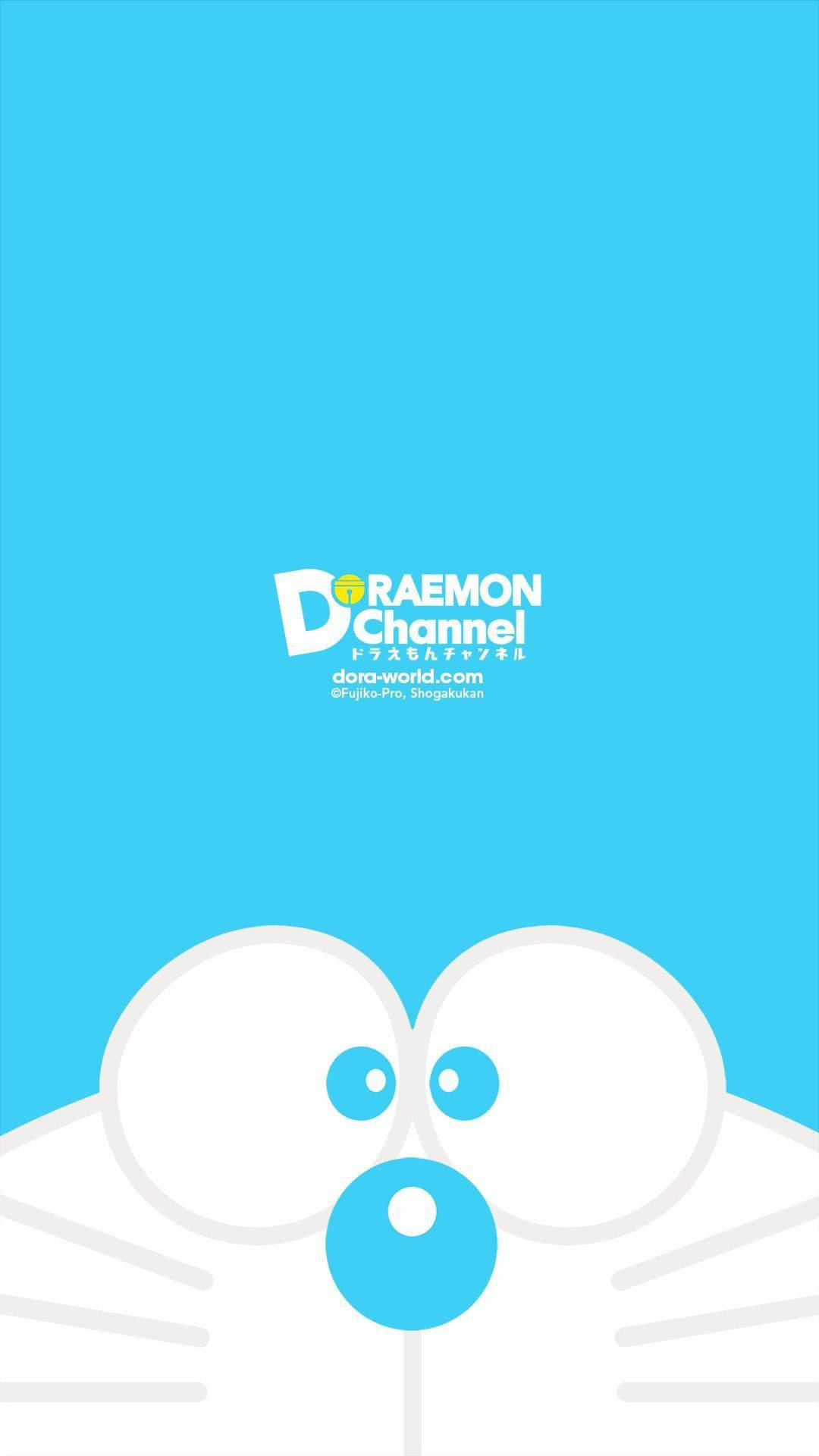 Minimalist Doraemon iPhone Digital Art, blue background, stylized white Doraemon face, Full HD Phone Wallpaper