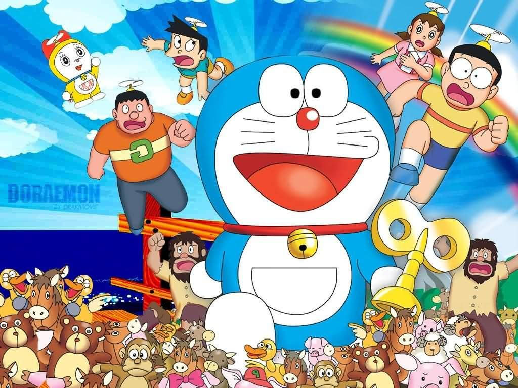 Doraemon, anime series, bright blue sky, SD Desktop Wallpaper