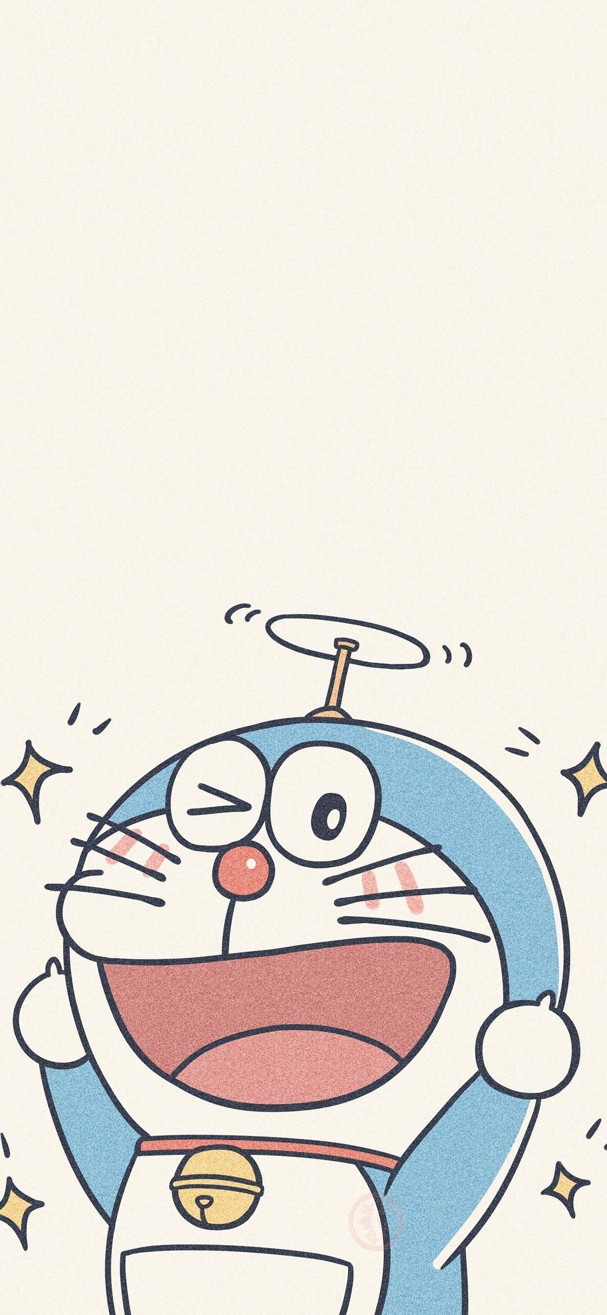 Doraemon, blue robot cat, spinning antenna, 2K Phone Wallpaper