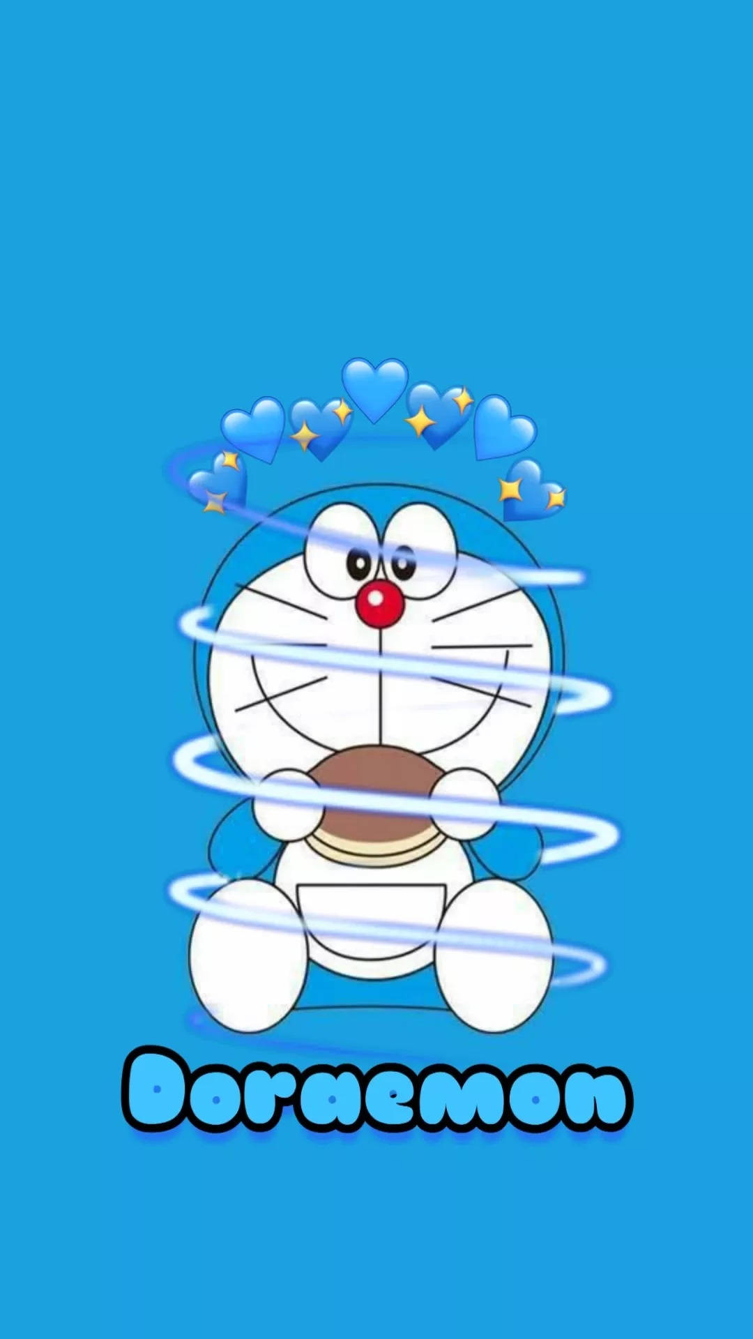 Doraemon, red nose, blue heart halo, Full HD Phone Wallpaper