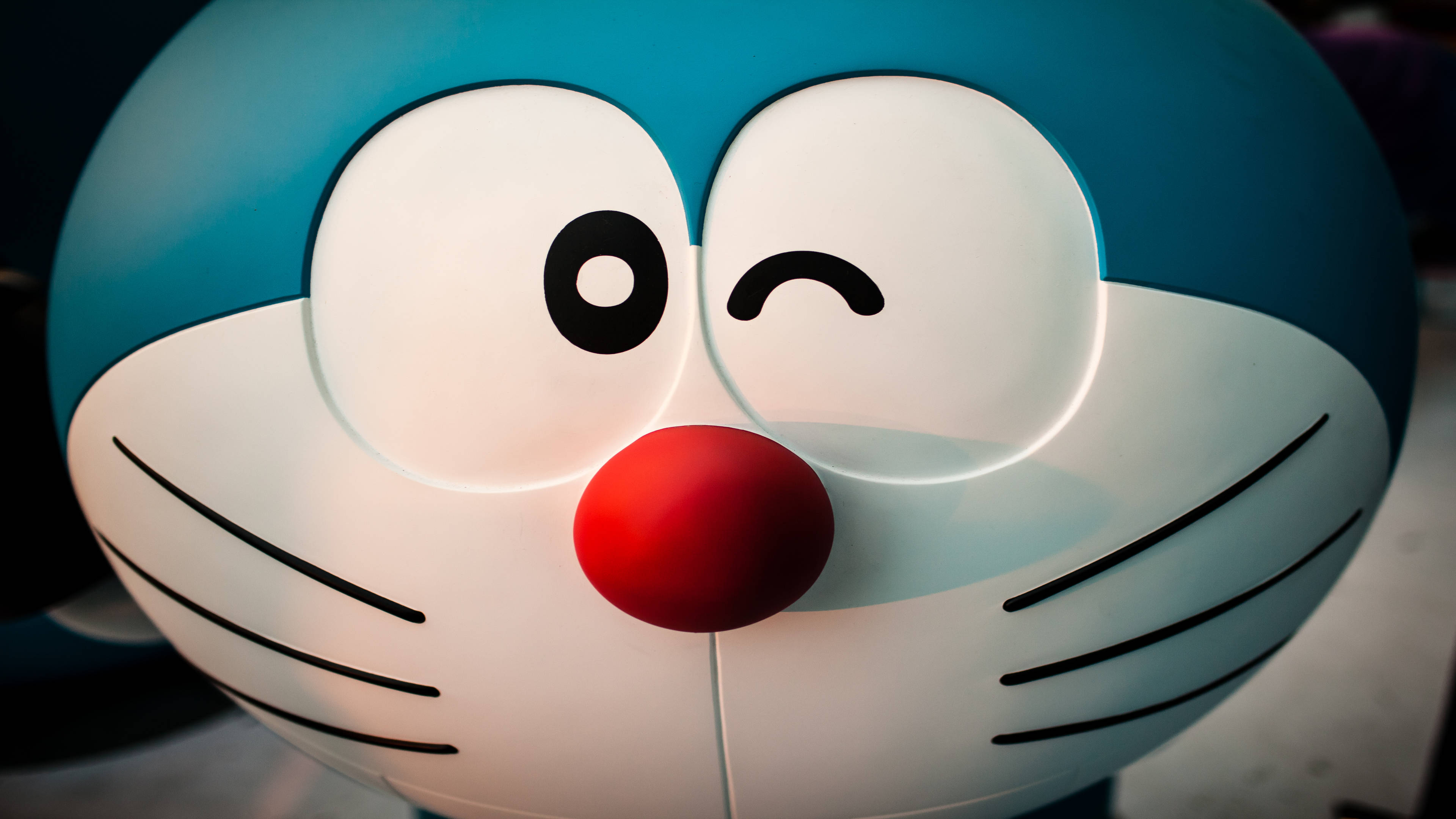 Doraemon, glowing blue, robotic cat, 4K Desktop Wallpaper