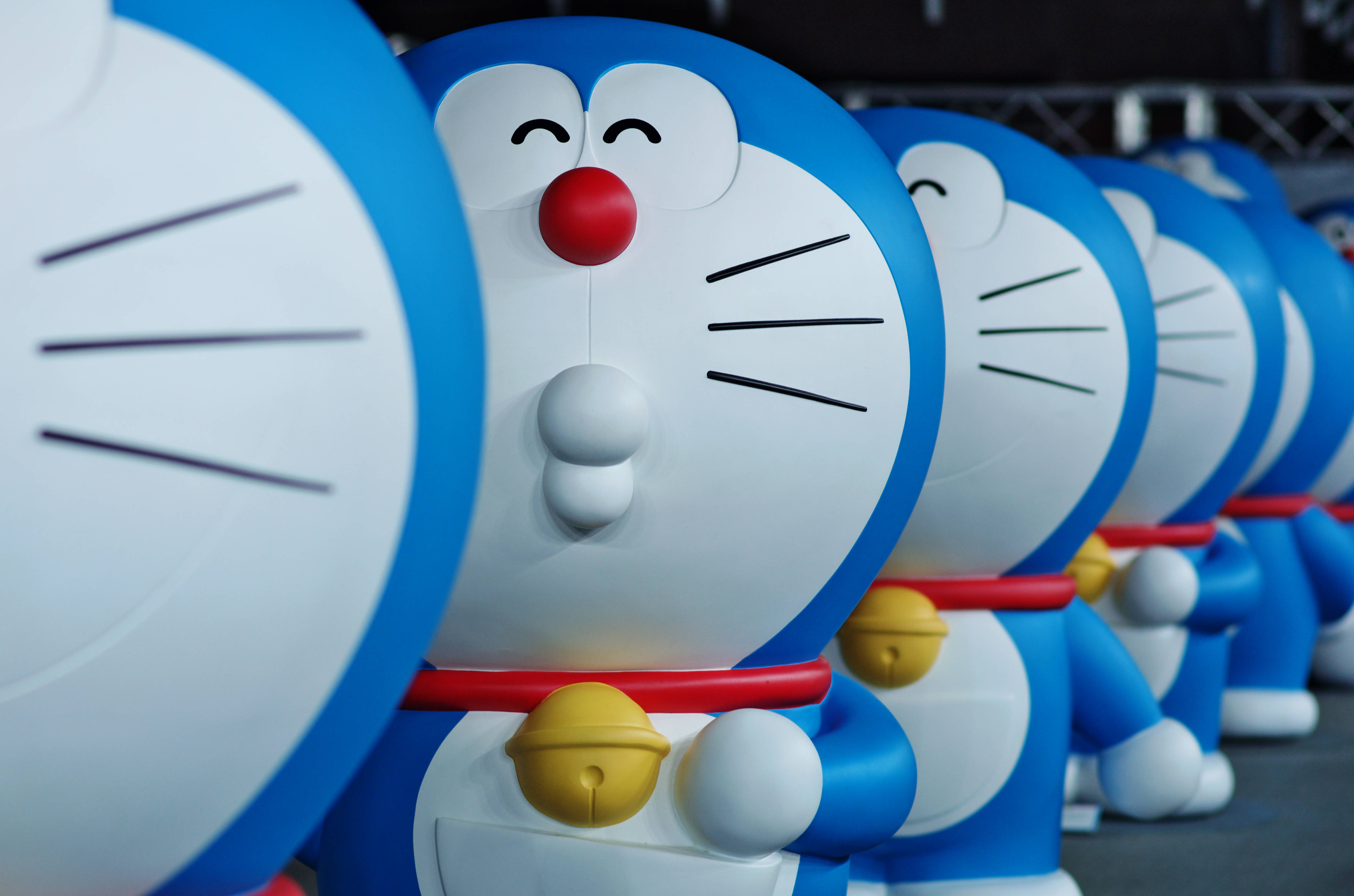 Doraemon, blue and white, red noses, 4K Desktop Wallpaper