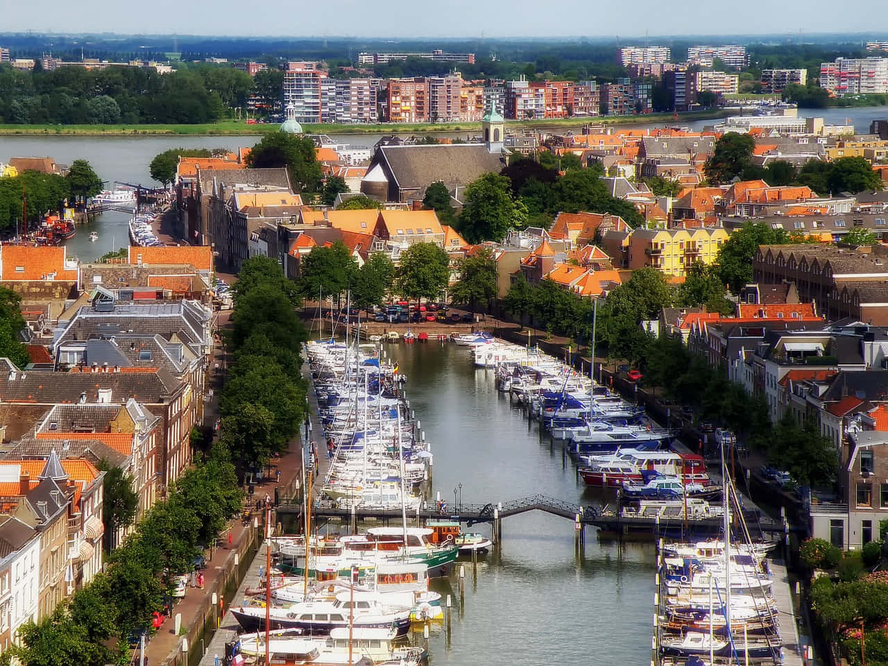 Dordrecht, waterways, architecture, HD Desktop Wallpaper