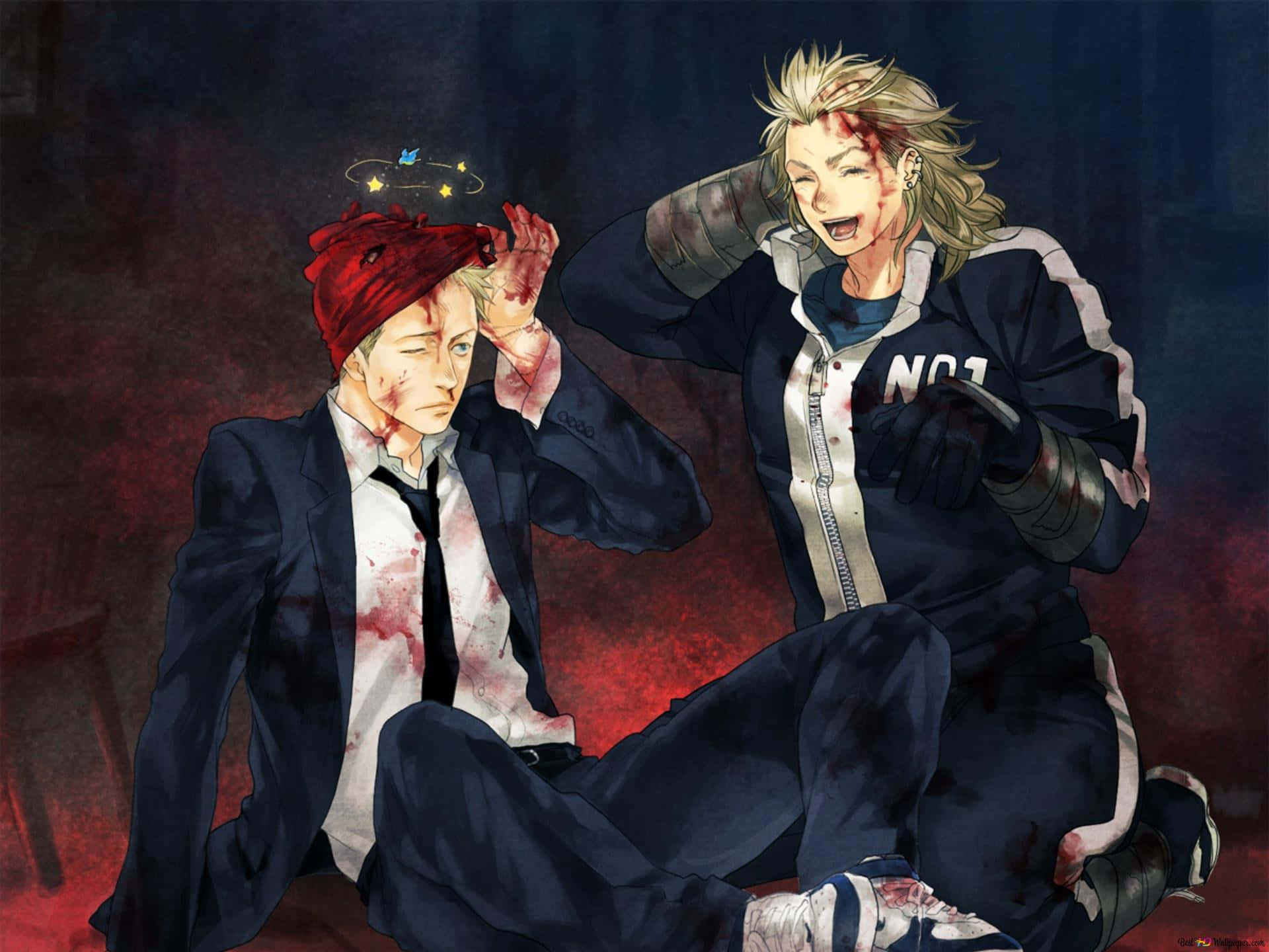 Dorohedoro, bloodied suits, dark floor, Full HD Desktop Wallpaper