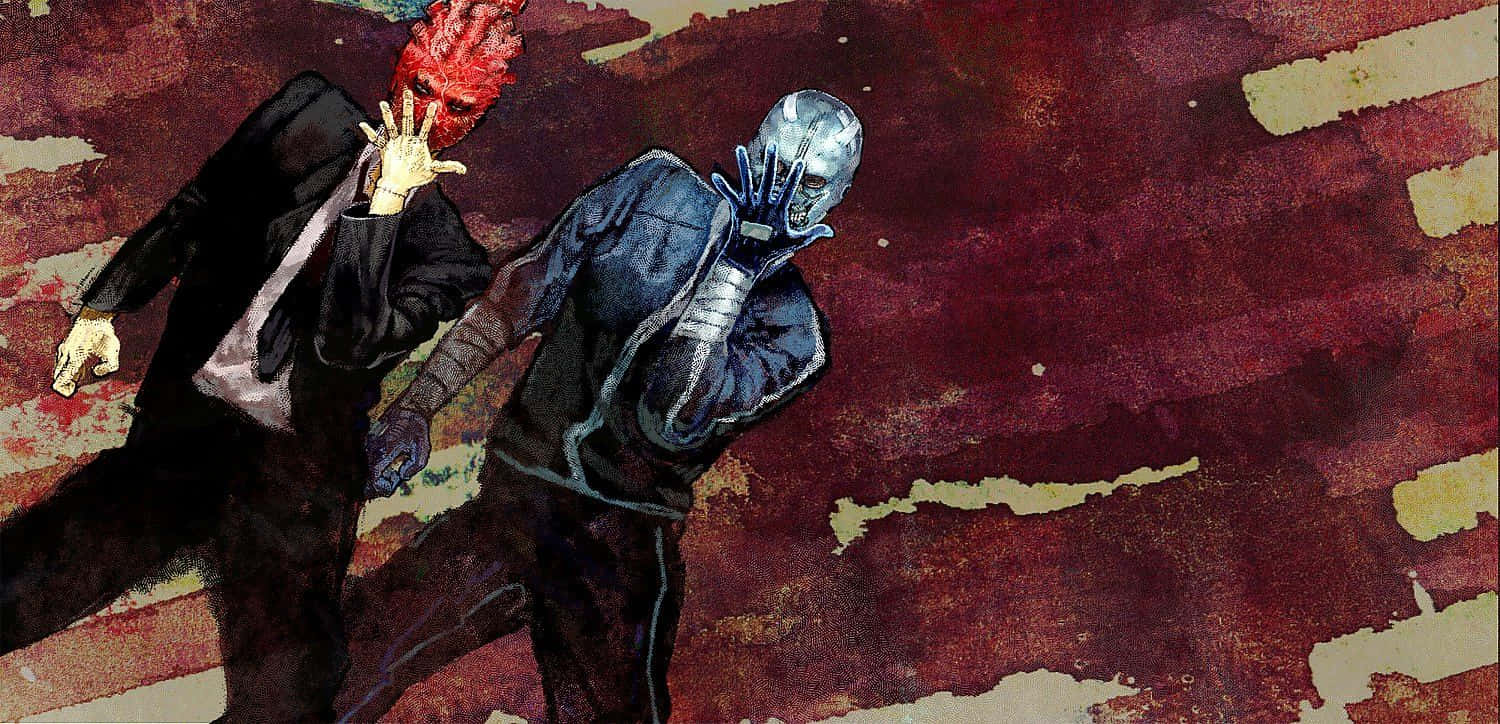 Dorohedoro, masked figures, dark suits, HD Desktop Wallpaper