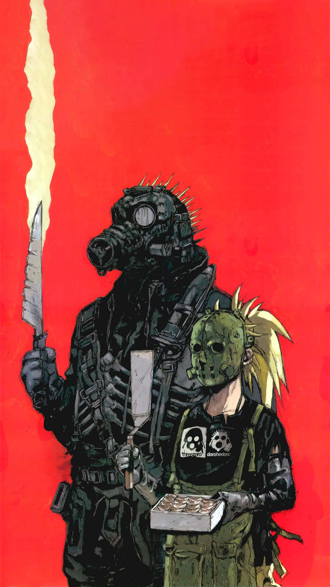 Dorohedoro, gas masks, knife, Full HD Phone Wallpaper