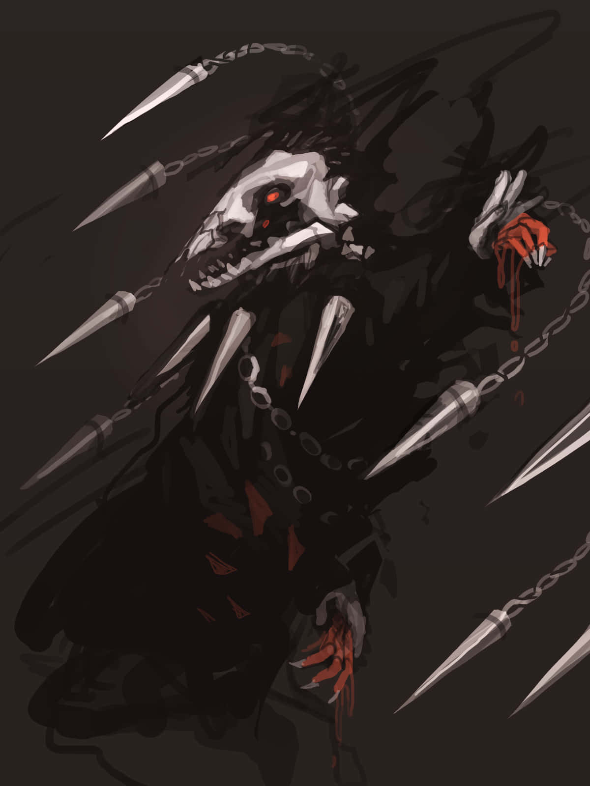 Dorohedoro, skeletal figure, glowing red eyes, HD Phone Wallpaper