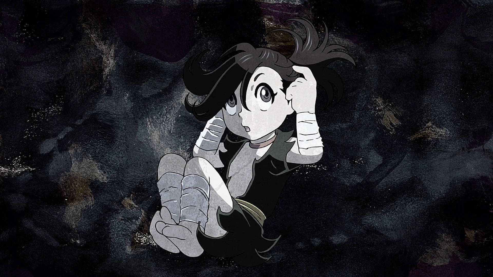 Dorohedoro, black and white, distressed anime girl, Full HD Desktop Wallpaper