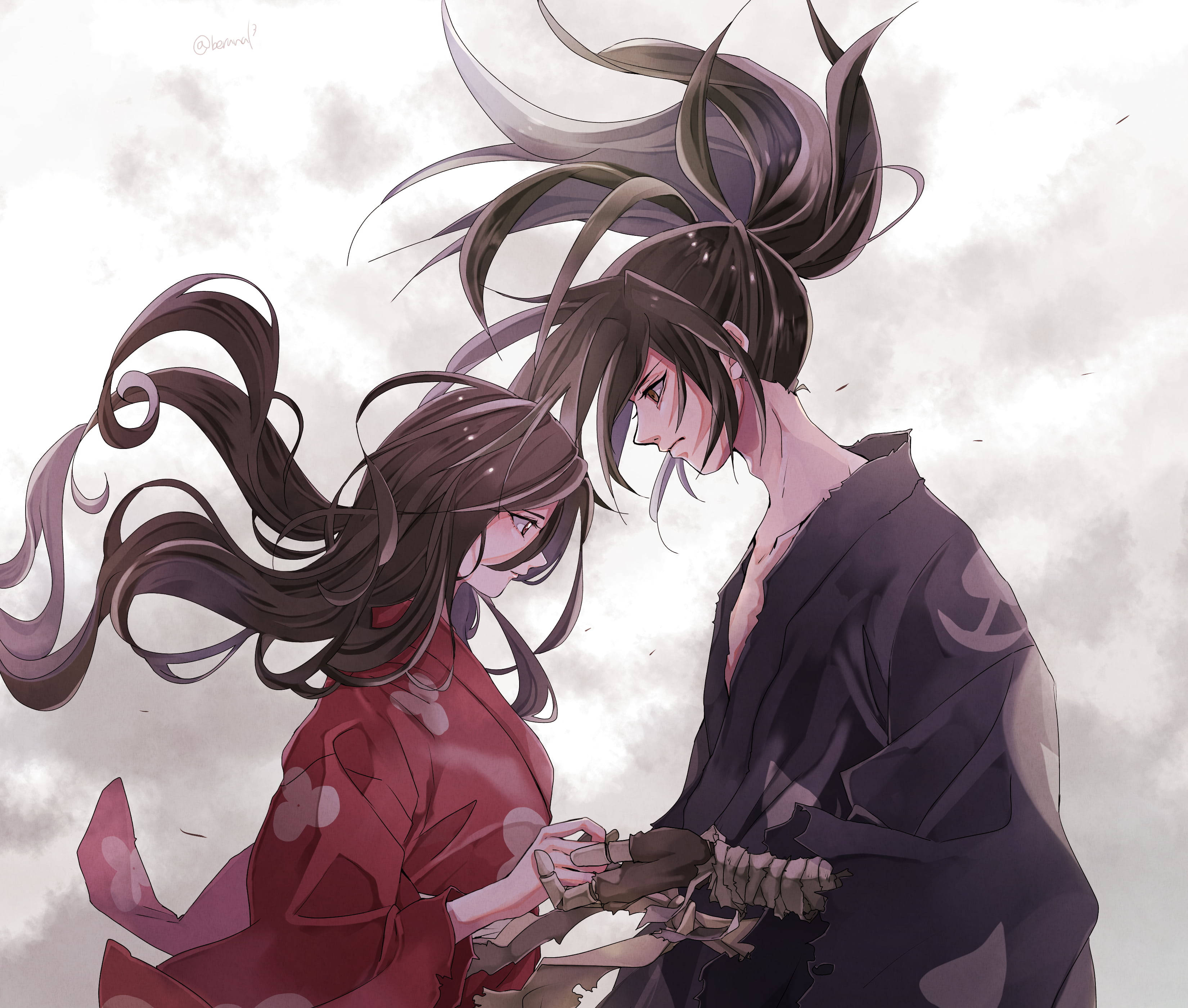 Dororo, anime couple, traditional robes, 2K Desktop Wallpaper