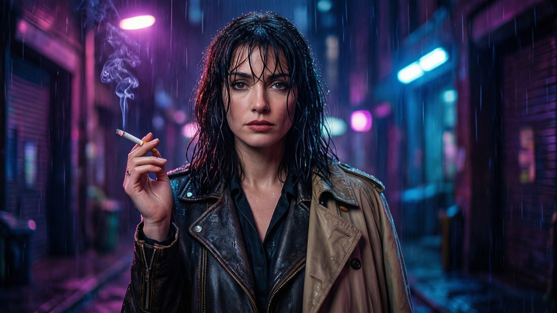 Dorothy Catalonia, neon alley, noir, Full HD Desktop Wallpaper