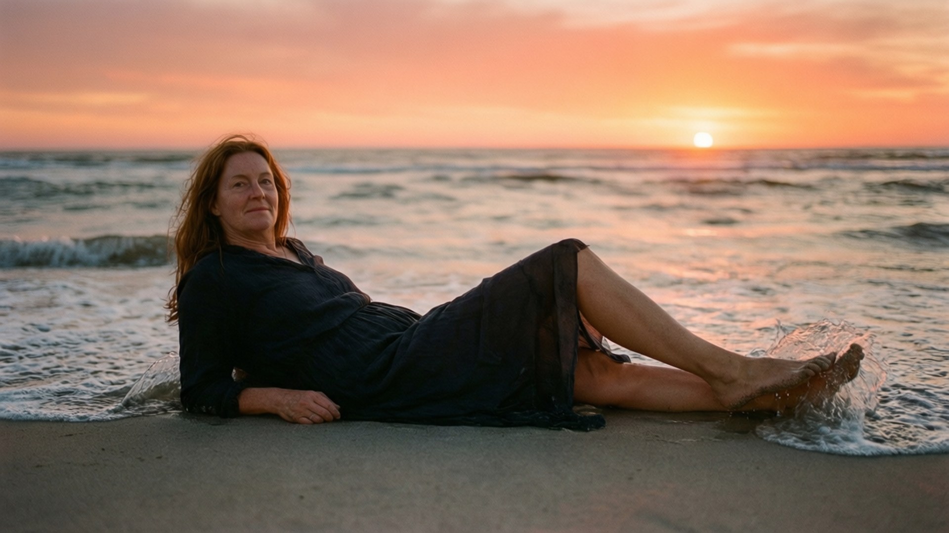 Dorothy Unsworth, sunset, beach, Full HD Desktop Wallpaper