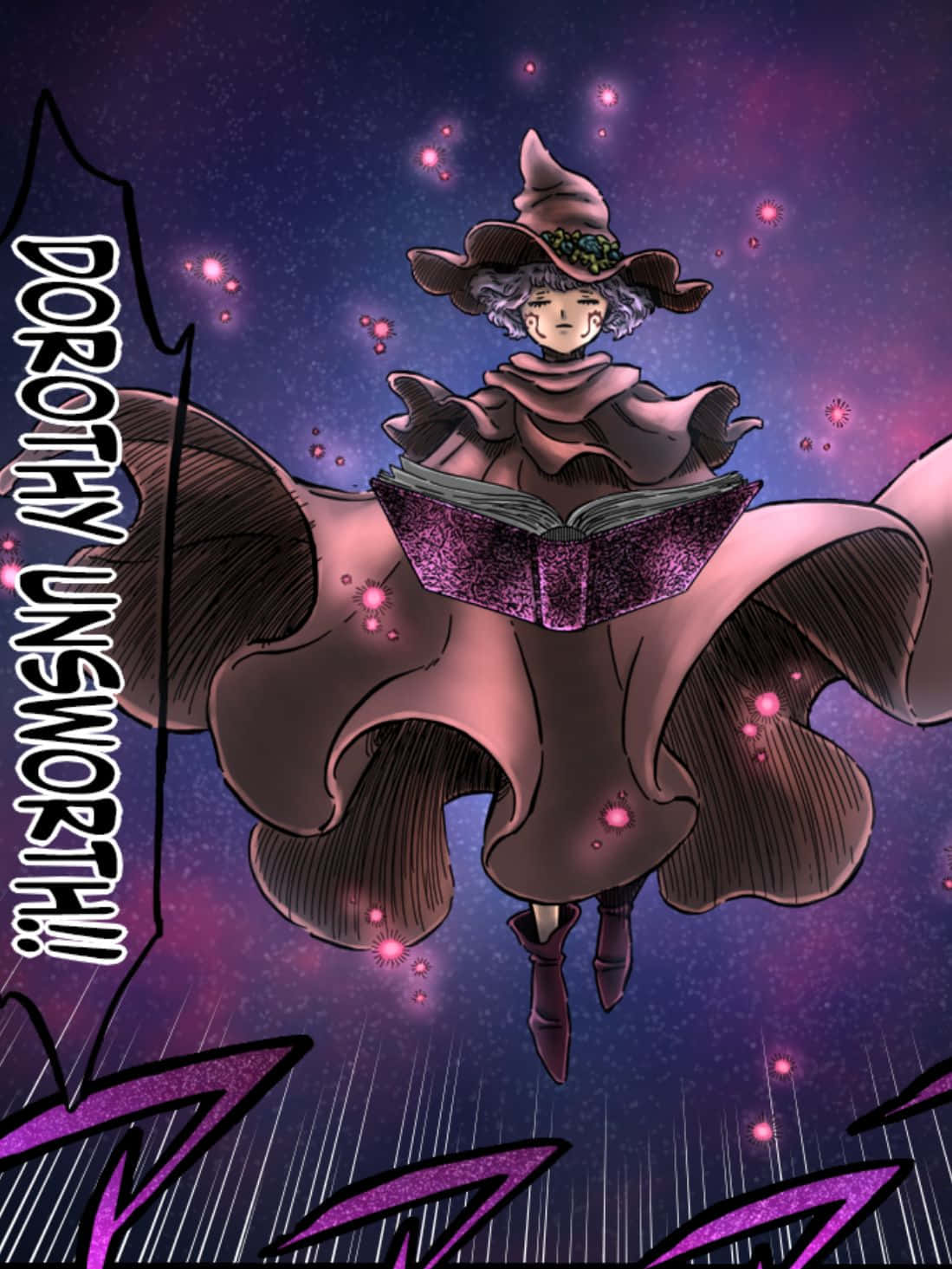 Dorothy Unsworth, curly gray hair, starry purple sky, HD Phone Wallpaper