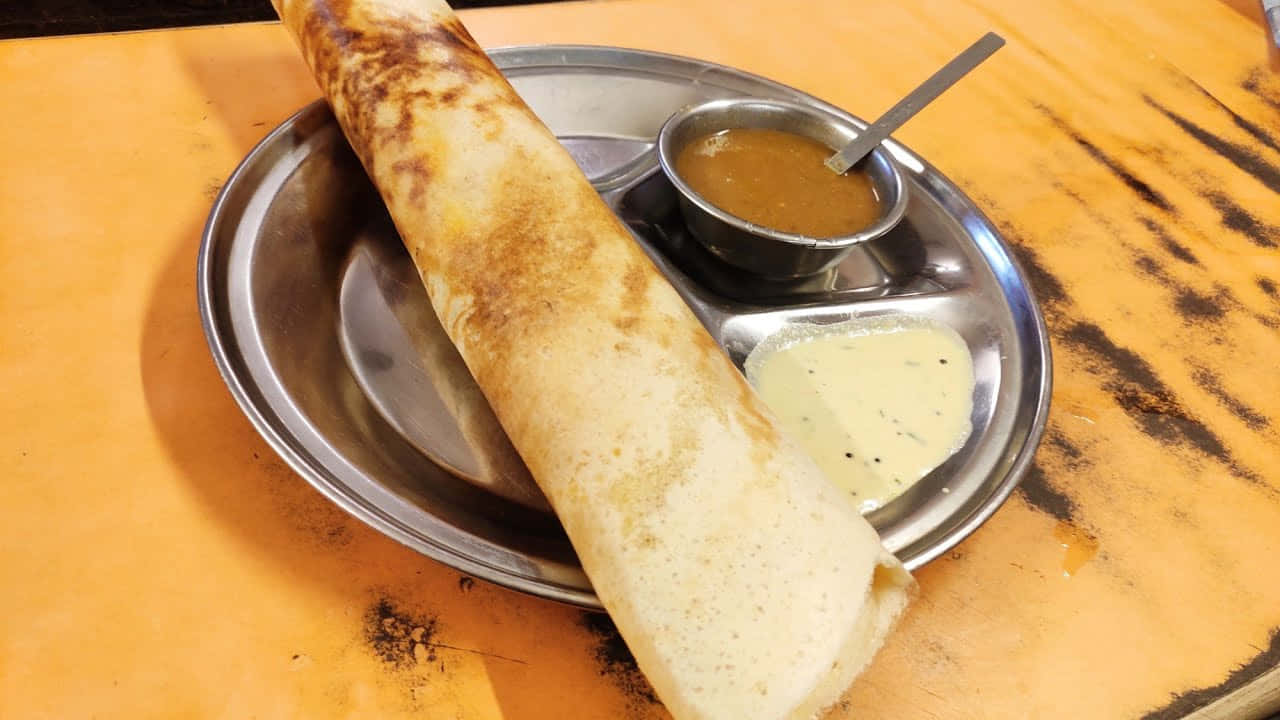 crispy dosa, sambar, coconut chutney, HD Desktop Wallpaper