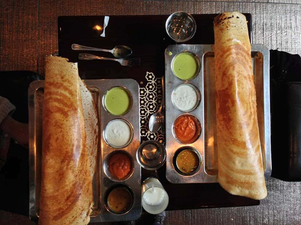 dosa, golden-brown, metal tray, SD Desktop Wallpaper