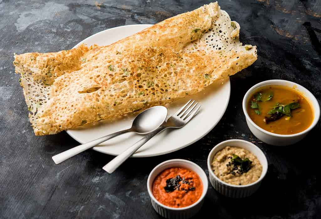 Crispy Dosawith Chutneysand Sambar, golden dosa, three colorful chutneys, SD Desktop Wallpaper