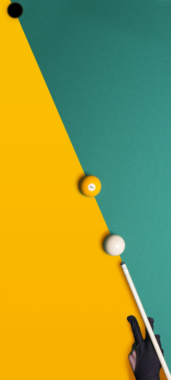 Dot Notch, white ball, vibrant yellow and teal pool table, HD Phone Wallpaper