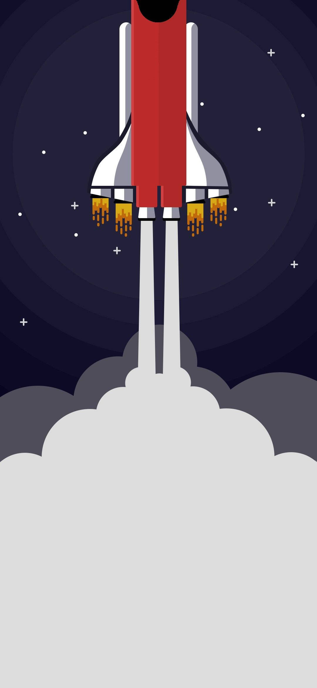 Dot Notch, red rocket ship, starry night sky, Full HD Phone Wallpaper
