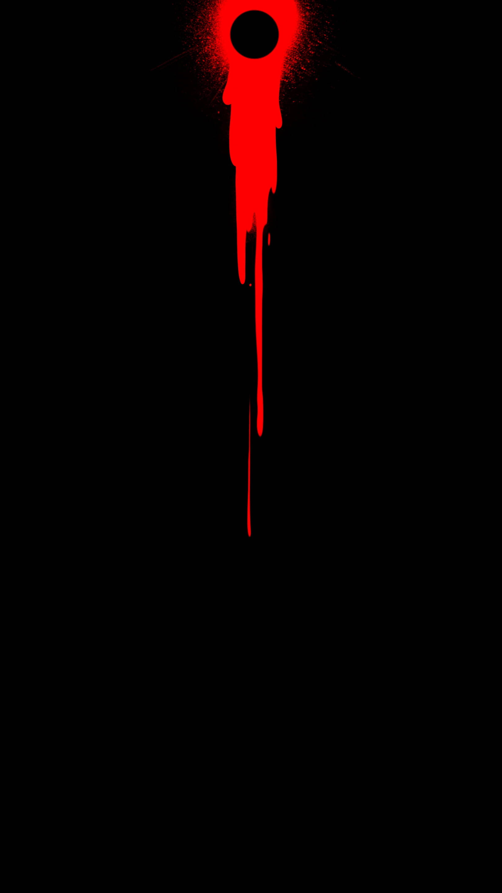 Dot Notch, dripping blood design, stark red silhouette, 2K Phone Wallpaper