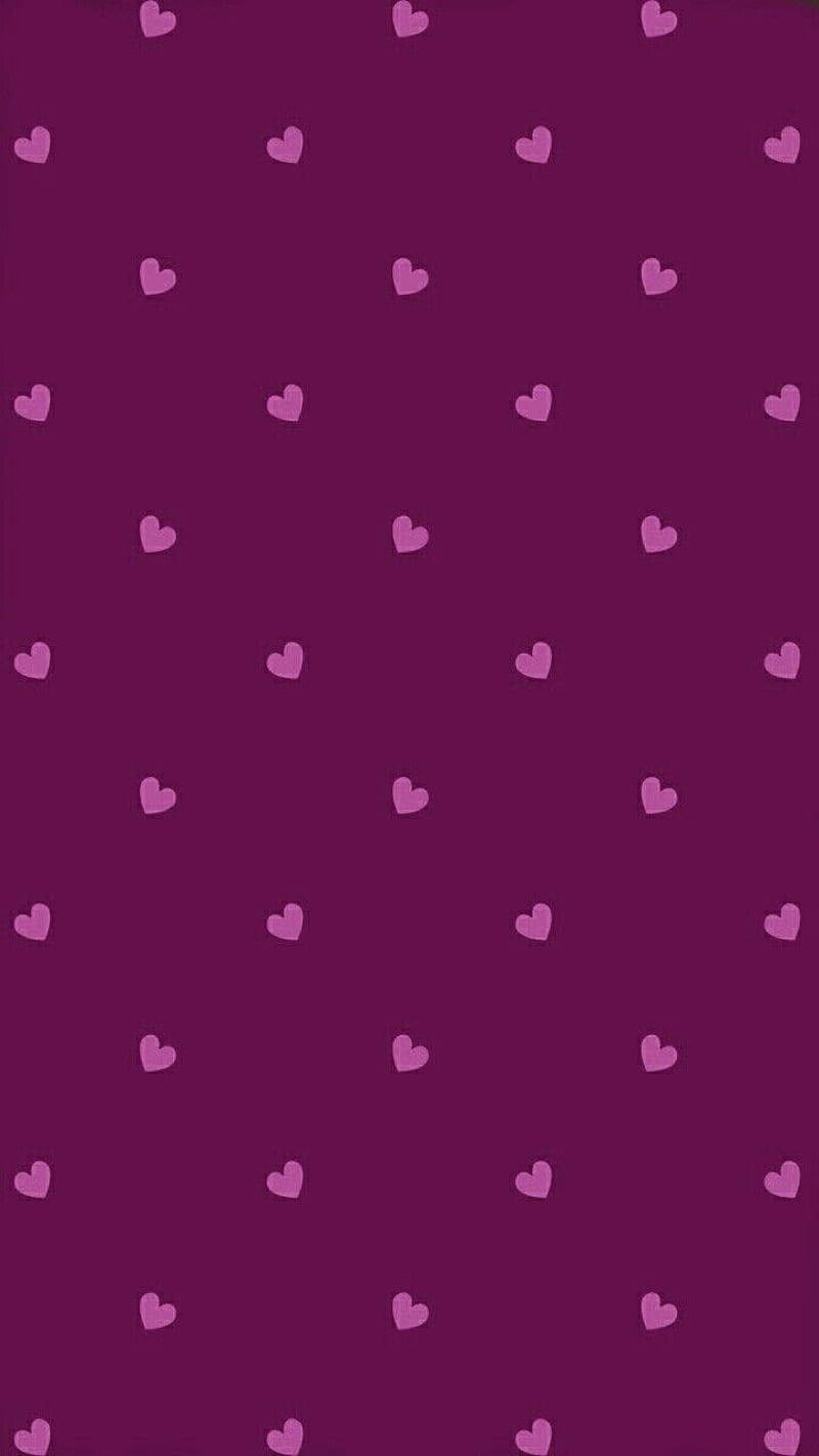 pink hearts, polka dots, deep purple background, HD Phone Wallpaper