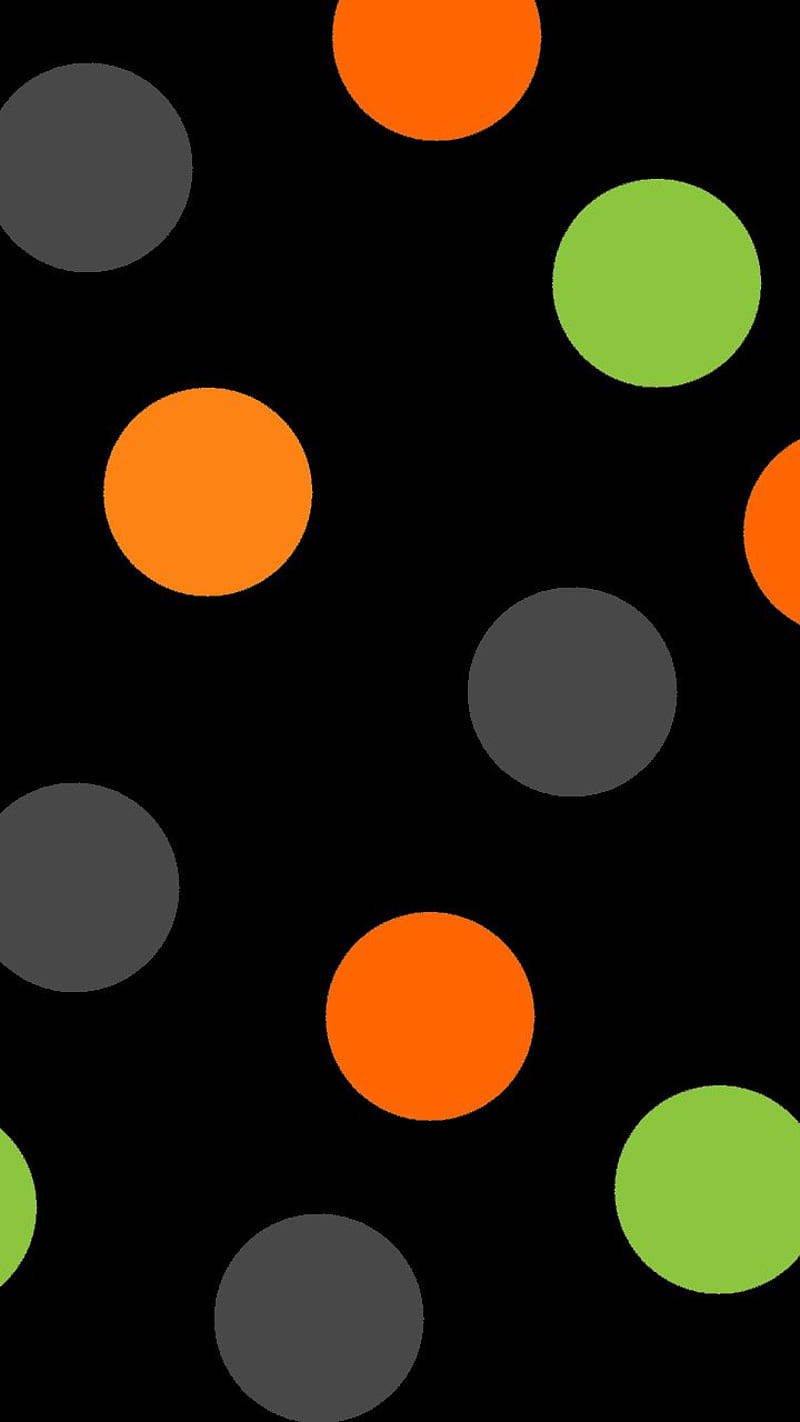 tricolor polka dots, orange, lime green, HD Phone Wallpaper