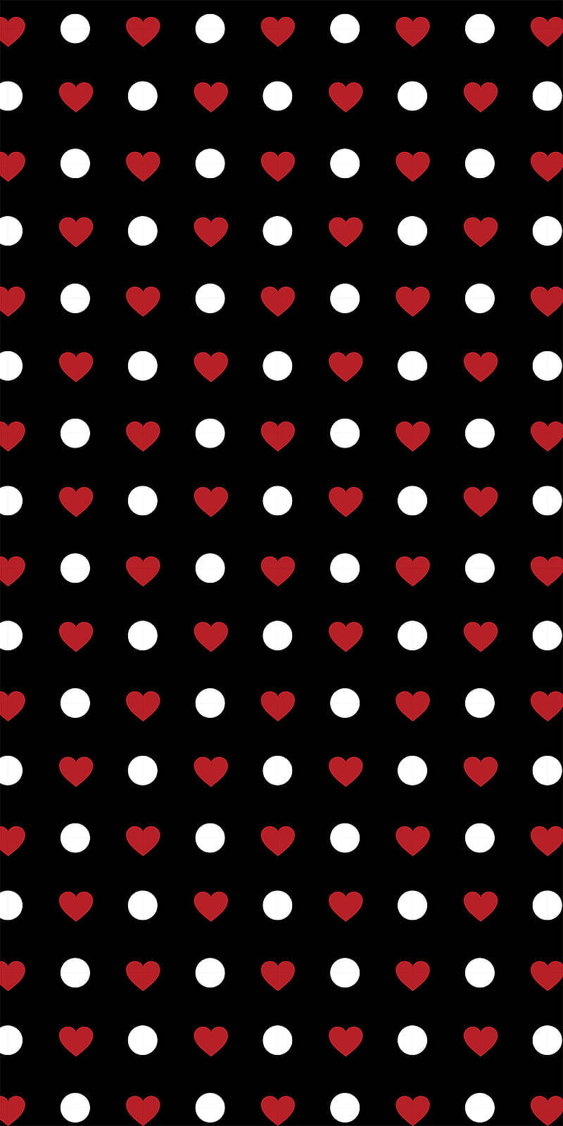black dot, red hearts, white circles, HD Phone Wallpaper