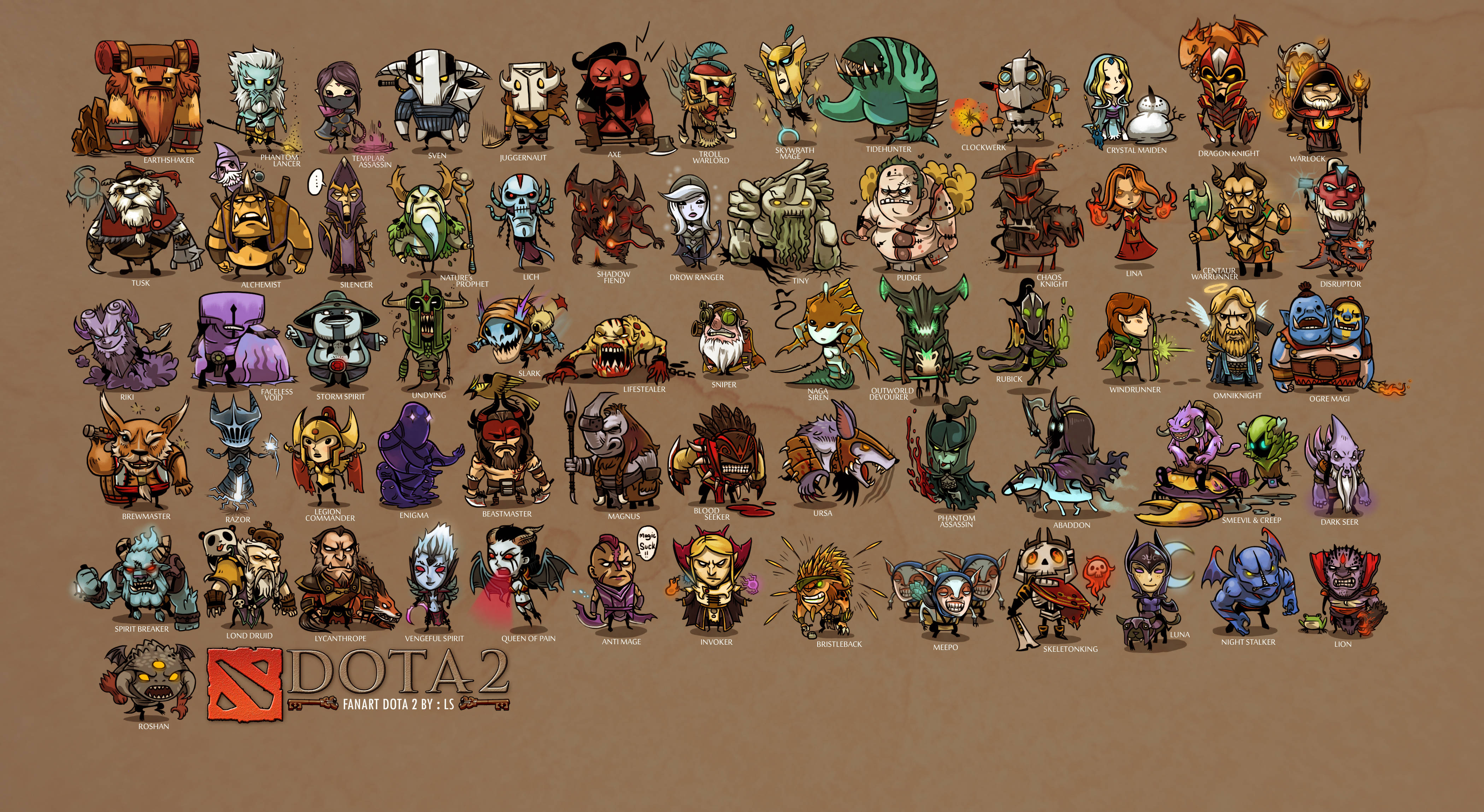 Dota 2, chibi-style, heroes, 4K Desktop Wallpaper
