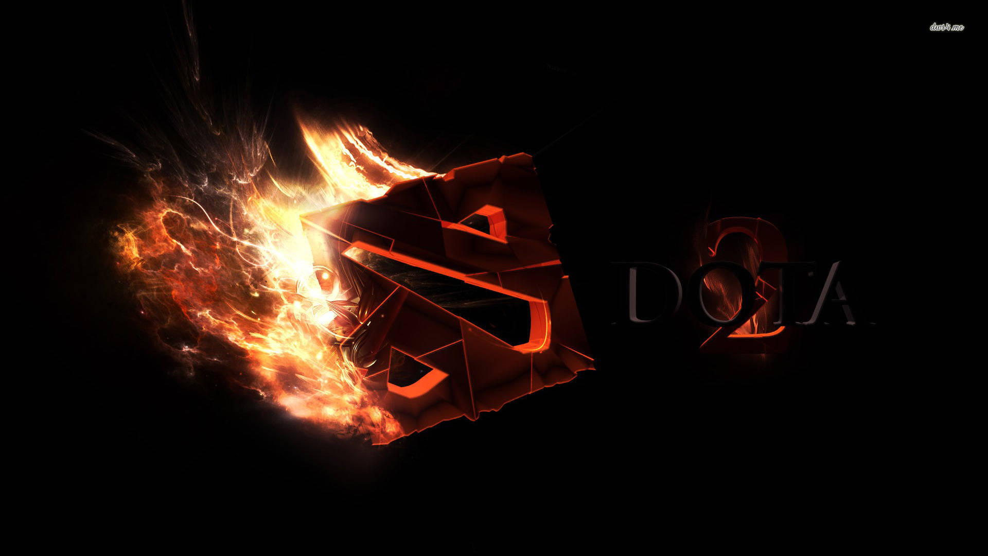 DOTA 2, fiery glowing DOTA 2 logo, dynamic flames, Full HD Desktop Wallpaper