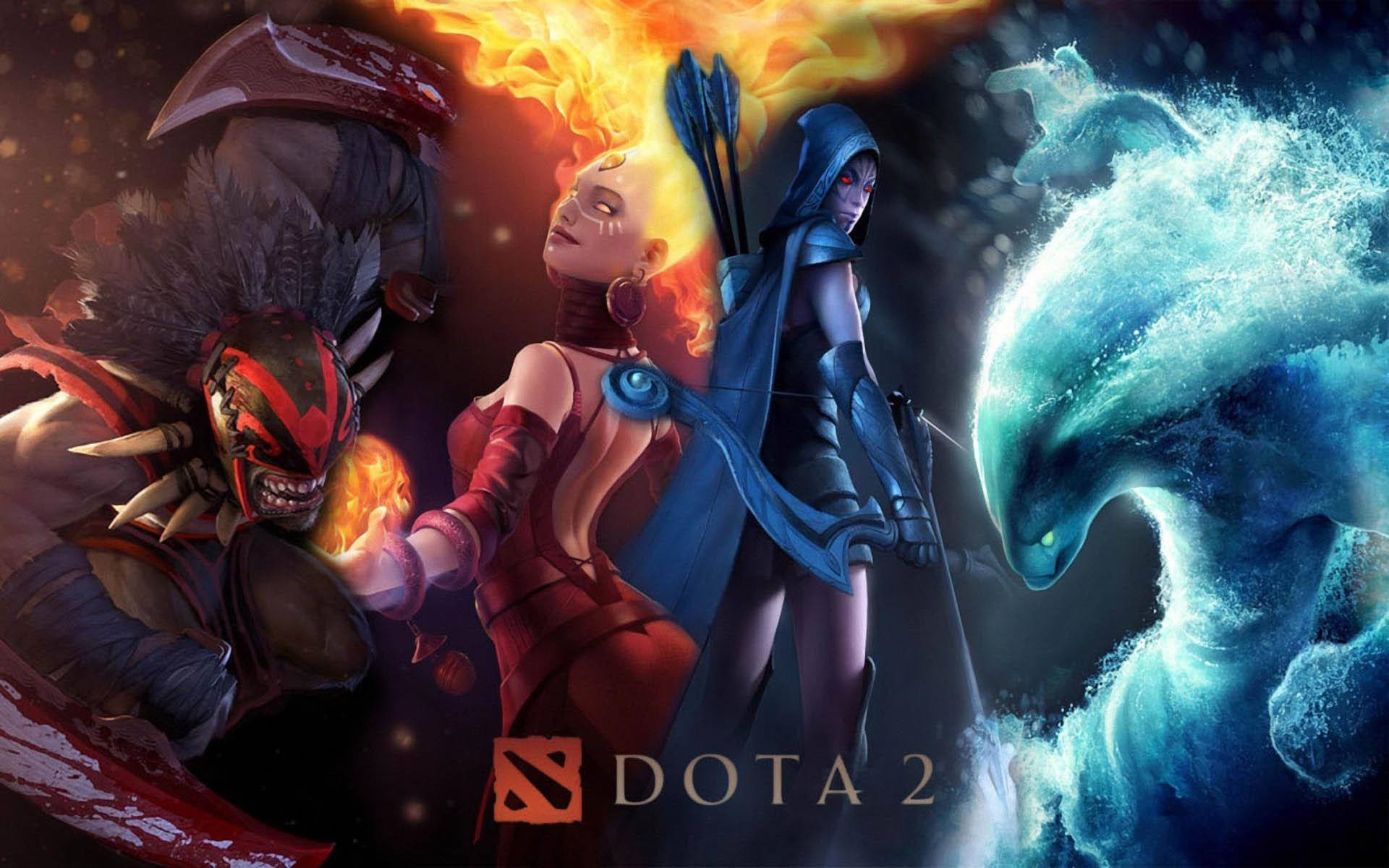 Dota 2, fantasy heroes, fiery elemental powers, Full HD Desktop Wallpaper