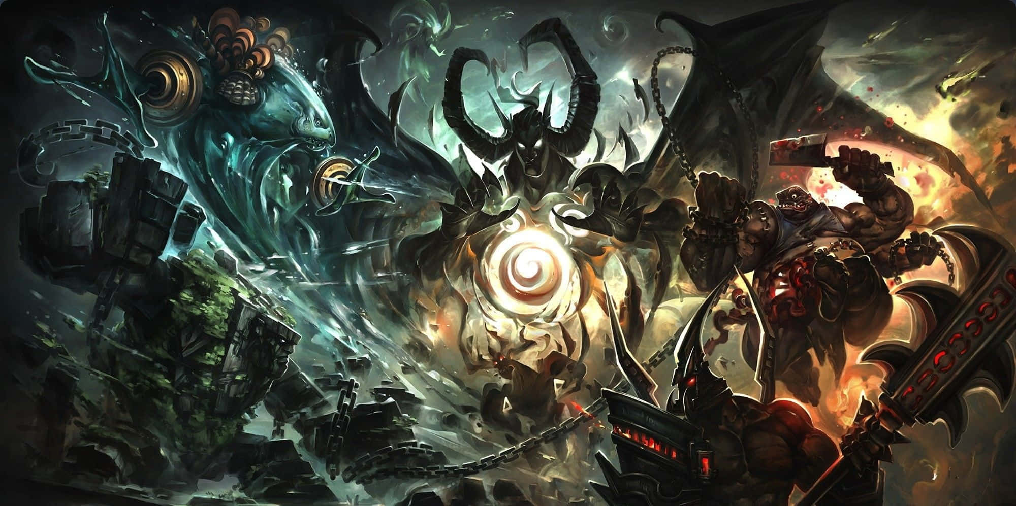 Dota 2 Heroes, demonic creatures, armored warriors, Full HD Desktop Wallpaper