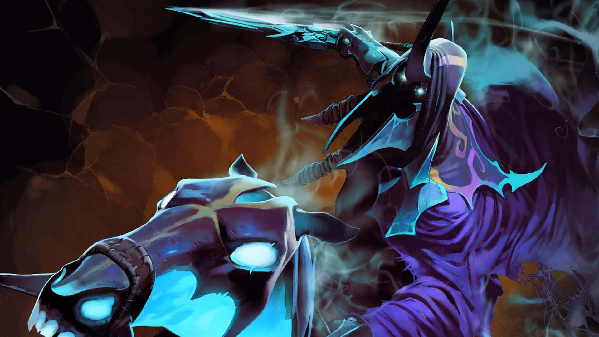 Dota 2 Heroes, purple robes, glowing blue sword, Full HD Desktop Wallpaper