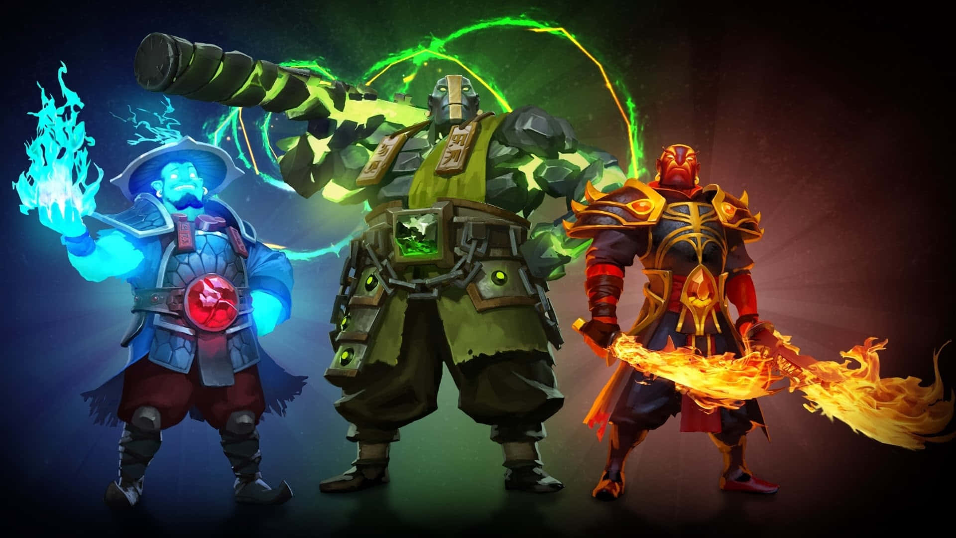 Dota 2 Heroes, blue fire, green energy, Full HD Desktop Wallpaper