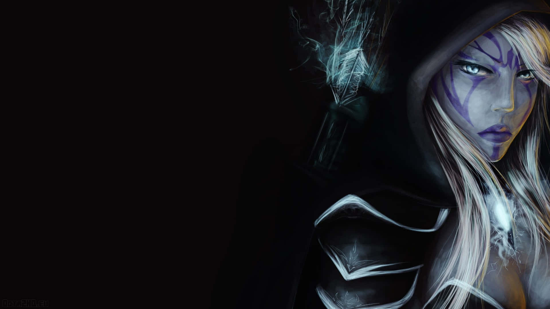 Dota 2 Heroes, hooded fantasy woman, glowing eyes, Full HD Desktop Wallpaper