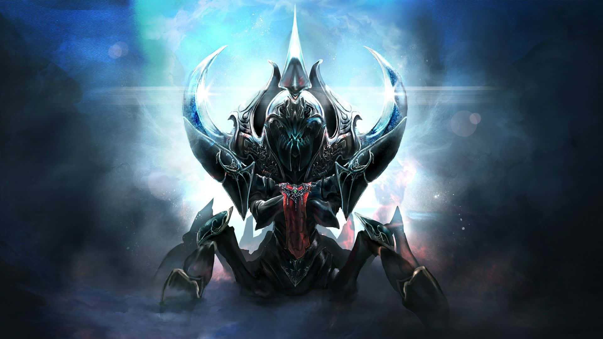 Dota 2 Heroes, glowing blue horns, red chestplate, Full HD Desktop Wallpaper