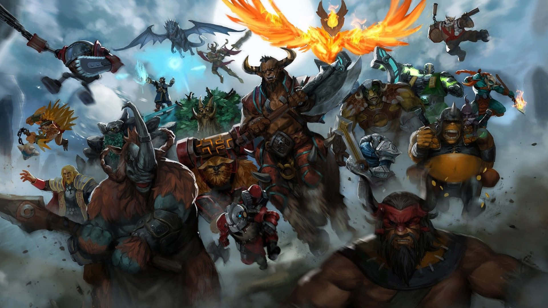 Dota 2 Heroes, 1920 x 1080, fantasy battle scene, Full HD Desktop Wallpaper