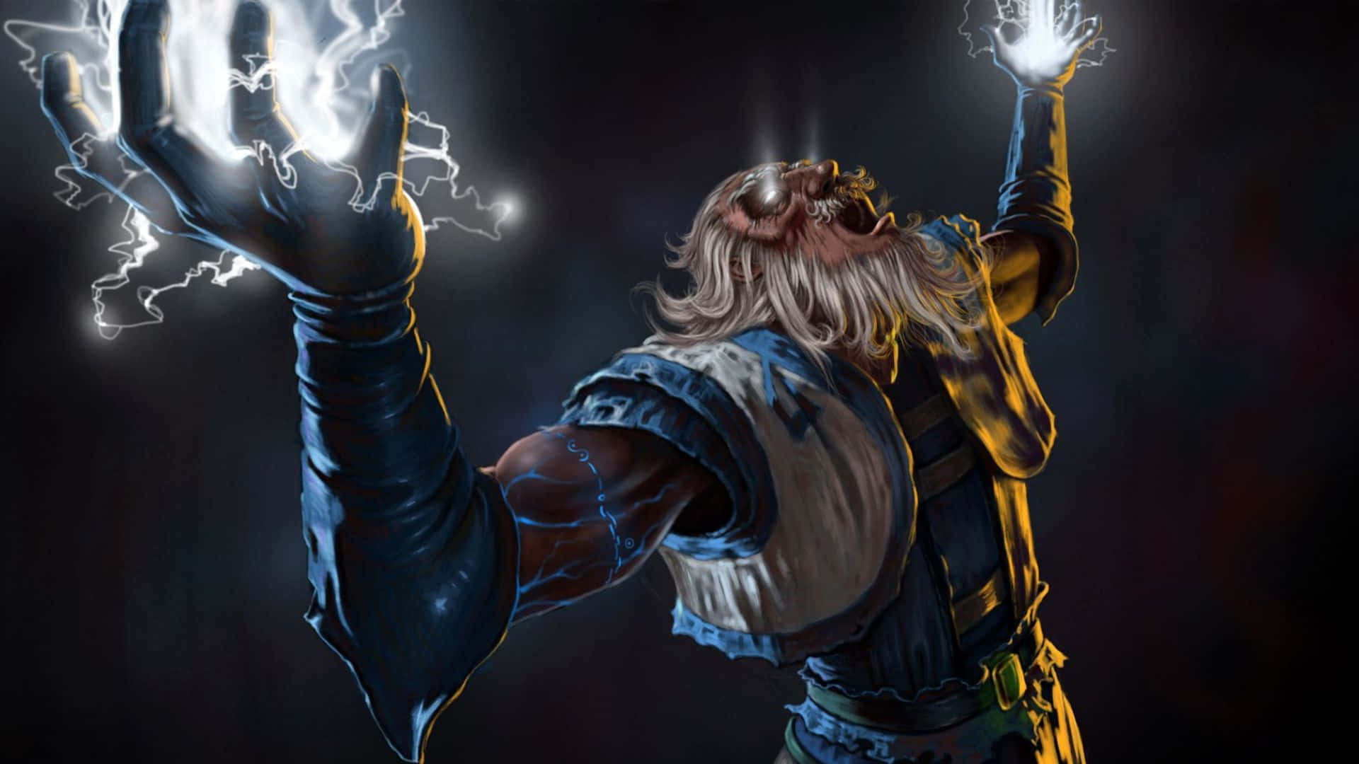 Dota 2 Heroes, bearded wizard, dark armor, Full HD Desktop Wallpaper