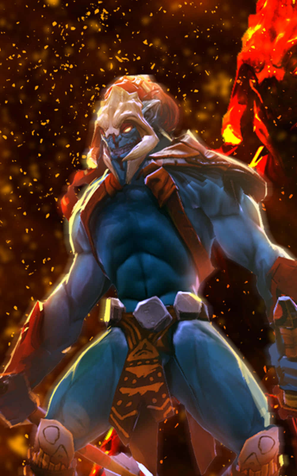 Dota 2 Heroes, blue-skinned warrior, skull mask, HD Phone Wallpaper