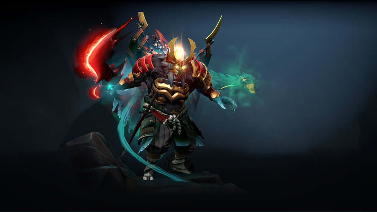 Dota 2 Juggernaut, golden armor, red gold, SD Desktop Wallpaper