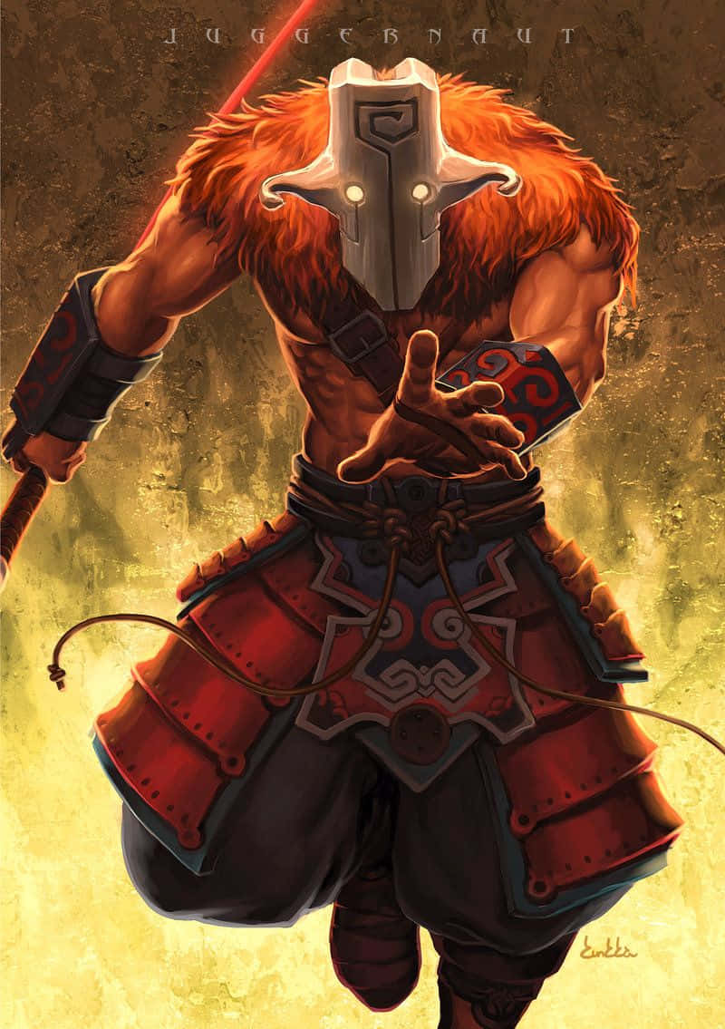 Dota 2 Juggernaut, red costume, glowing mask, SD Phone Wallpaper