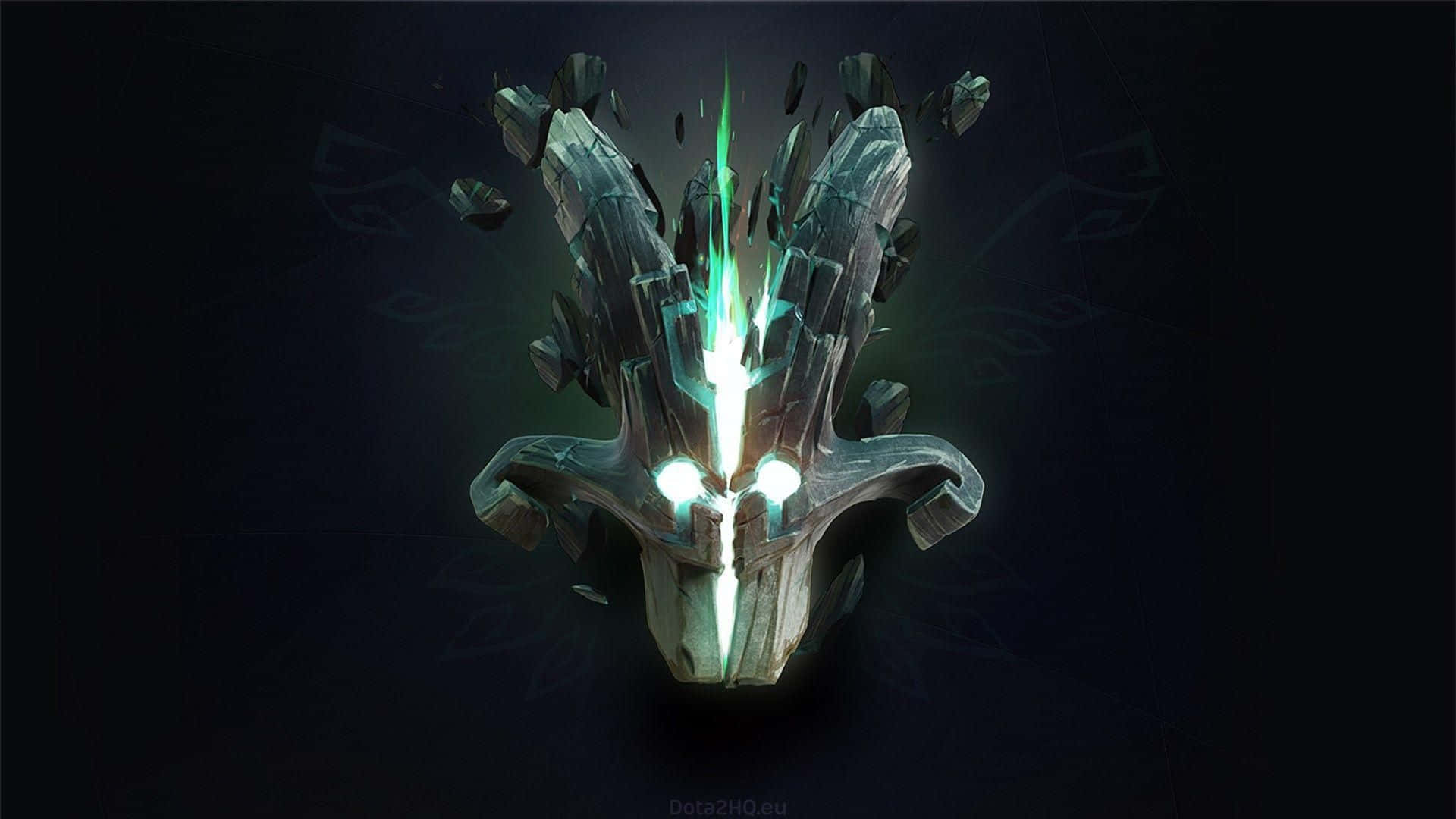 Dota 2 Juggernaut, glowing green mystical mask, shattered fragments, Full HD Desktop Wallpaper