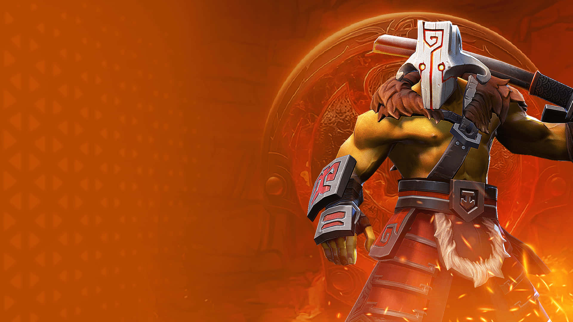 Dota 2 Juggernaut, red armor, spiked club, Full HD Desktop Wallpaper