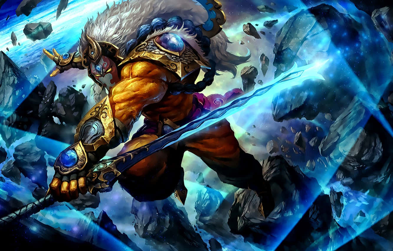Dota 2 Juggernaut, blue sword, white hair, HD Desktop Wallpaper