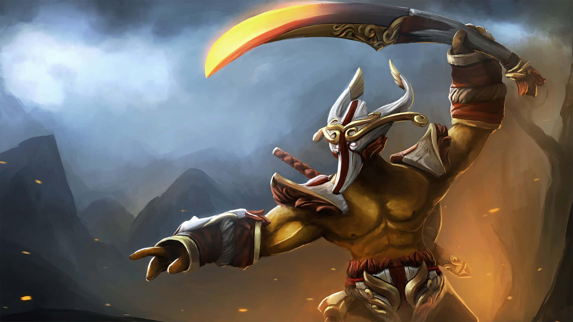 Dota 2 Juggernaut, mountains, misty mountain backdrop, Full HD Desktop Wallpaper