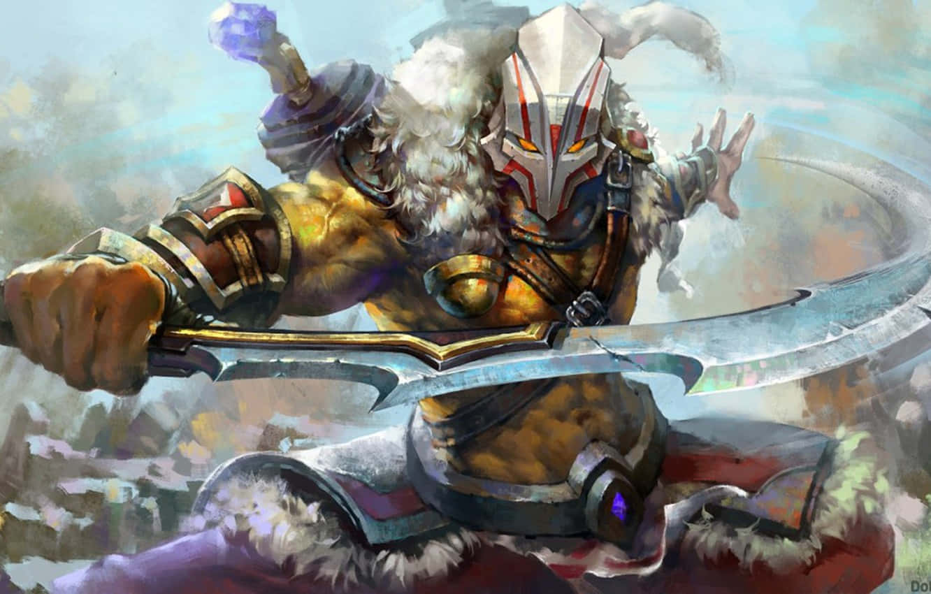 Dota 2 Juggernaut, glowing sword, fur-lined armor, HD Desktop Wallpaper
