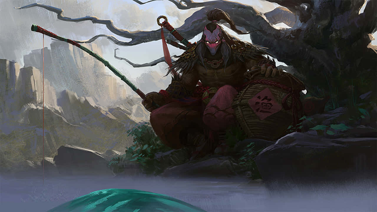 Dota 2 Juggernaut, red-skinned warrior, glowing eyes, HD Desktop Wallpaper
